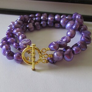 Purple Pearl Bracelet, Pearl Bracelet, Gold Pearl Bracelet, Freshwater Pearl, Purple Bracelet, Baroque Pearl Bracelet, Bridal Gift, Weddings