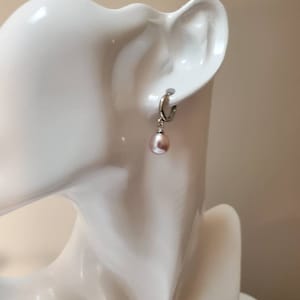 Light Purple,Lavender Rice Fresh Water Pearl, Silver Pearl Earrings,Pearl Earrings,Rice Pearl,Silver Earrings,Pearl,Dangle Earrings,Gift
