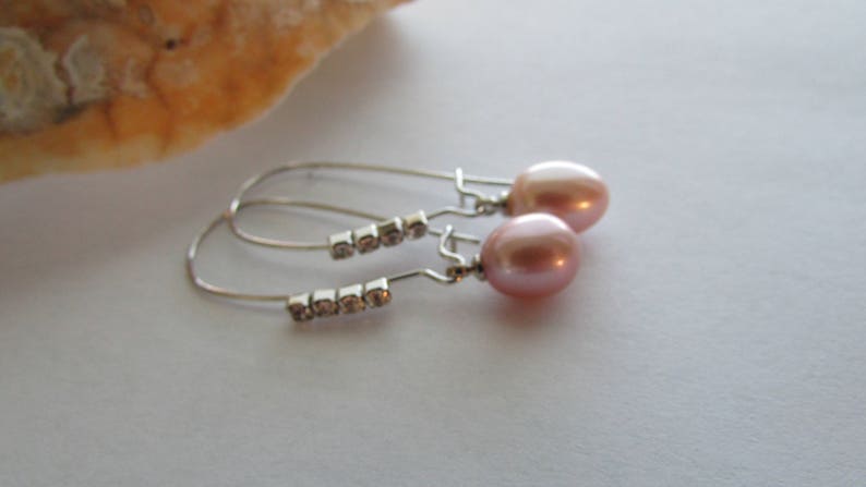 Peach Pearl Earrings,Light Lavender Pearl Earrings,Rice Pearl Earrings,Dangle Pearl Earrings,Silver Earrings,Freshwater Pearl Earrings
