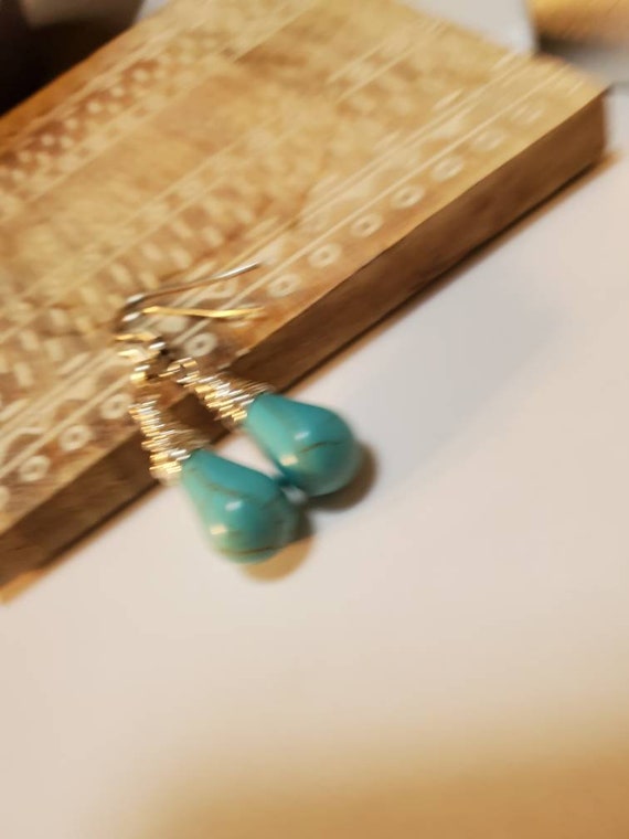 Set of Turquoise- Turquoise Necklace, Turquoise Earrings, Dangle Turquoise Earrings, Turquoise, Blue Necklace, Bridal Gift, Anniversary