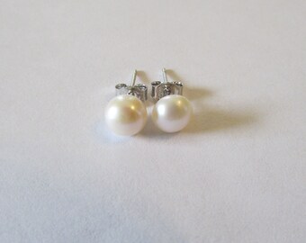 6-7mm Stud Pearl Earrings, Stud Earrings, 925 Pearl Earrings, White Pearl Earrings, Freshwater Pearl, Birthday Gift, Wedding Pearl, Pearl