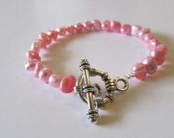 5-6 Pink Pearl Bracelet, Pearl Bracelet, Pink Pearl Bracelet, Freshwater Pearl, Pink Bracelet, Wedding Pearl Bracelet, Wedding Gift, Pearl
