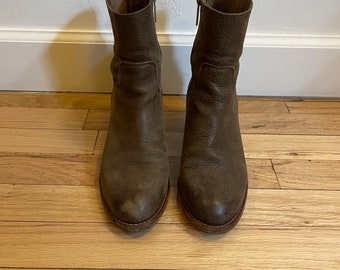 Olive Green Leather Boots | size Women’s 7 (37 EU)