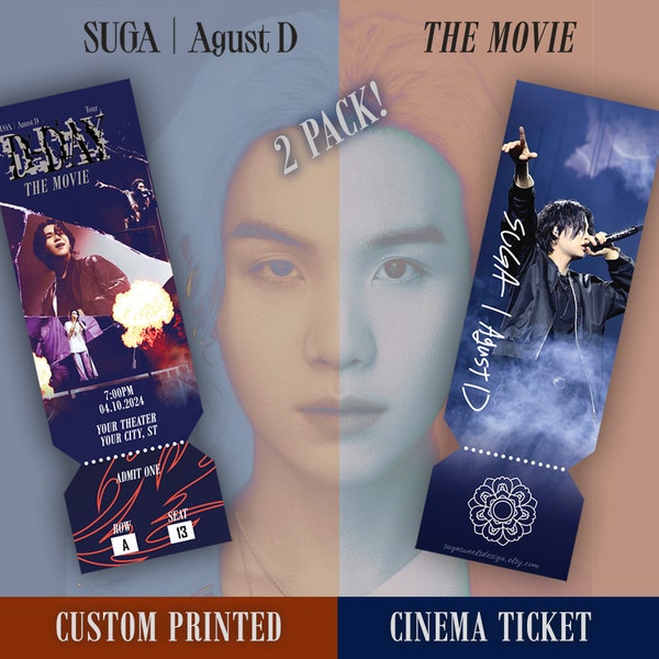 BTS SUGA Agust D D-Day Tour The Movie Physical Printed Cinema Souvenir Tickets 2-Pack | Collectible Fan Gift