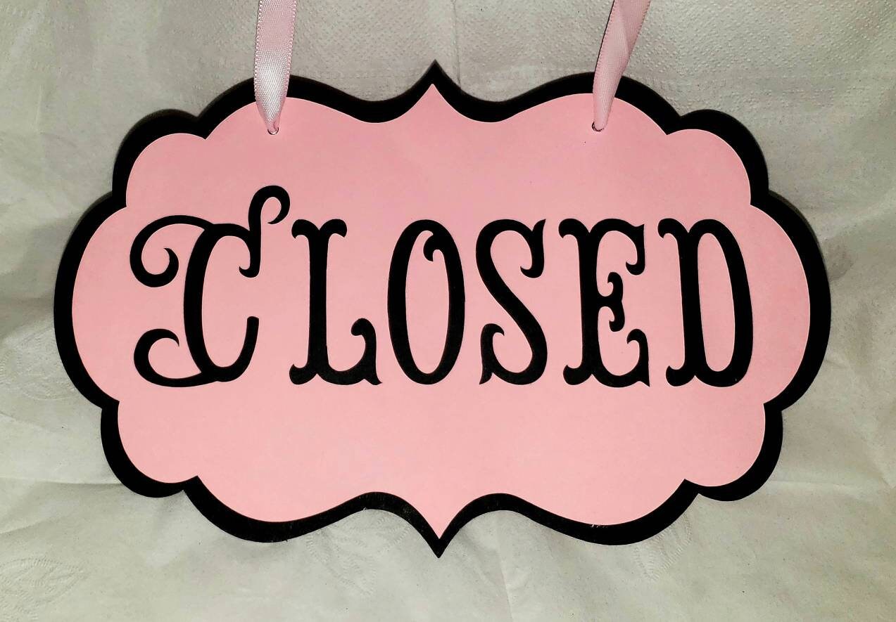 Open Closed Reversible Flip Sign Elegant Die Cut Cardstock - Etsy