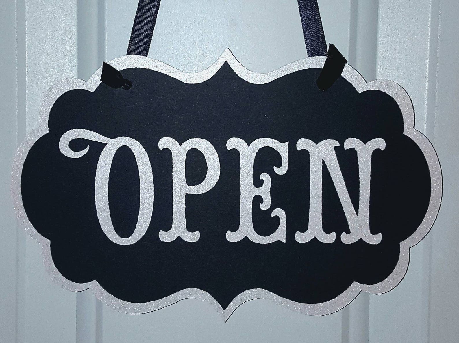Metallic Open Closed Flip Sign Cardstock Hangs With Black - Etsy