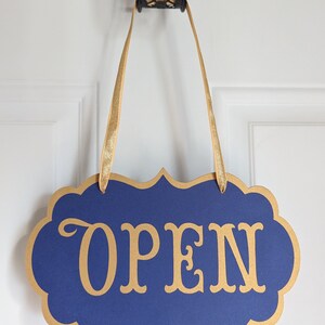Metallic Open Closed Flip Sign Cardstock, Hangs With Black Ribbon ...