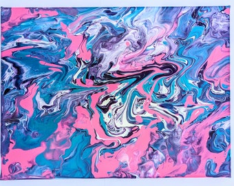 Pink, Purple and Teal, a Giclée Printed Piece Representing Peace and Love