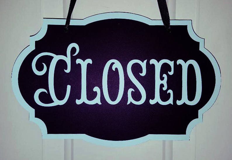 Pastel Color and Black Reversible Flip Sign Decorative Boutique Store Open Closed Sign Open Closed Door Sign Card Stock with Ribbon