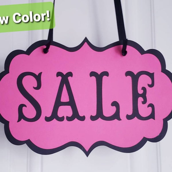 Boutique Sale Sign, CardStock, Black Ribbon, End of Season Sale, Clothing Boutique Sign, Magenta-Fuchsia or Light Pink colored SALE Sign