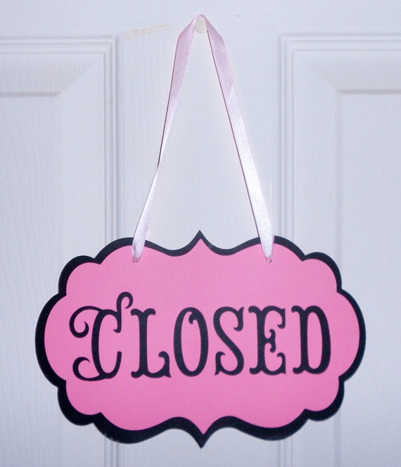 Pastel Color and Black Reversible Flip Sign Decorative Boutique Store Open Closed Sign Open Closed Door Sign Card Stock with Ribbon