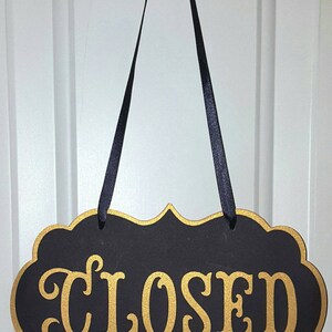 Metallic Open Closed Flip Sign Cardstock, Hangs With Black Ribbon ...