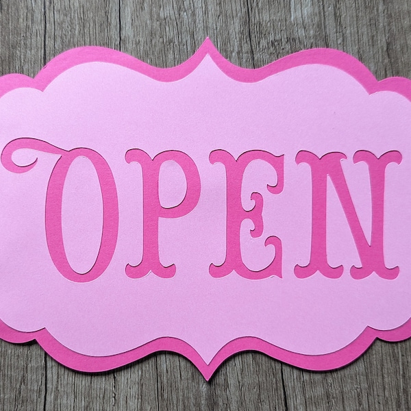 Open Closed Sign, Fuchsia and my Standard Pink Reversible Boutique Sign, Cardstock, Vintage Business Store Shop, choose desired size