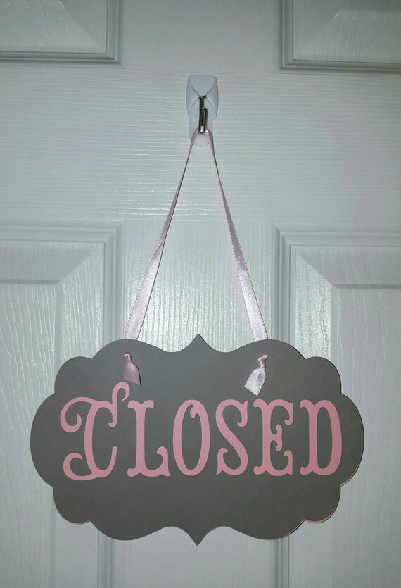Buy Grey and Pink Open Closed Sign, Card Stock Pink Ribbon