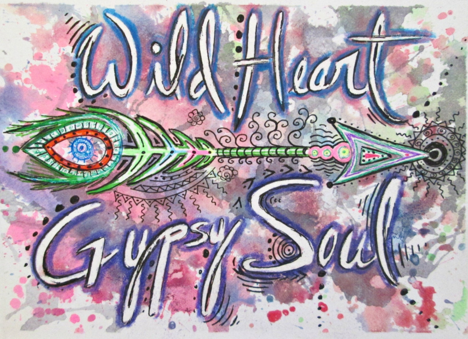Wild Heart Gypsy Soul Print Bohemian Art Girls Room Decor Etsy