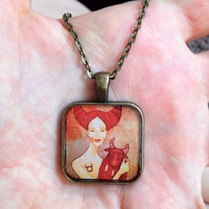 Taurus Pendant, Zodiac Necklace, Resin Cast Necklace