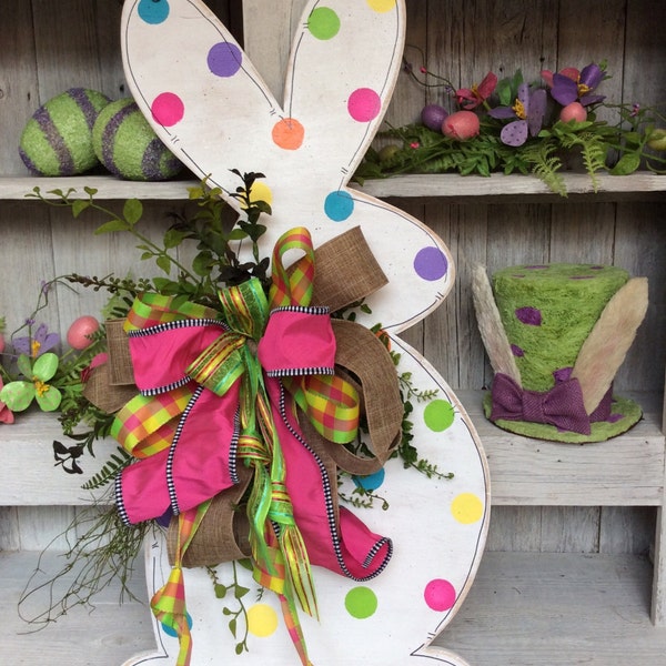 Easter Bunny Wreath,  bunny door decor, Bunny door, Easter Wreath, , Bunny Head Wreath, Bunny Door Art, Double Door Wreath