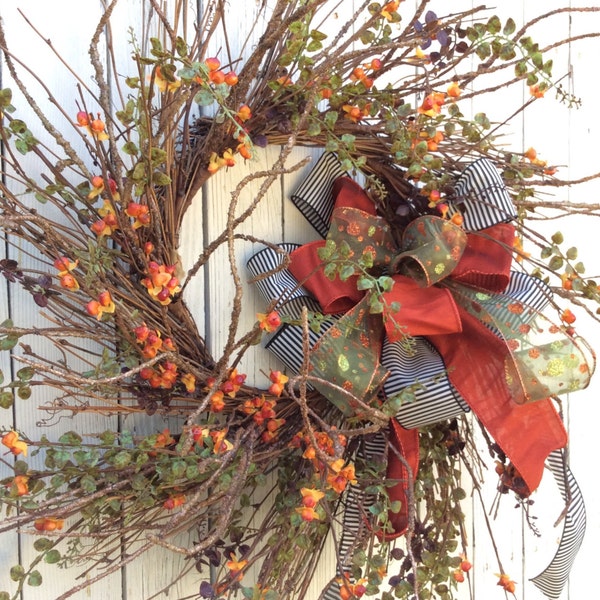 Fall Wreath Sale, Autumn Wreath, Harvest Wreath, Thanksgiving Wreath, Fall Wreath, Twig Fall Wreath, Double Door Fall wreath, Twig Wreath