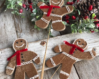 Gingerbread men Stem, Christmas Gingerbread man, Christmas Gingerbread for wreaths, Ginger Bread Man, Candy decor for Christmas, Keleas