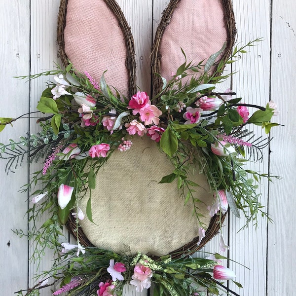 Easter Bunny Wreath, Easter door decor, Bunny door decor, Easter Wreath, Bunny Head Wreath, easter bunny wreath, Double Door Wreath