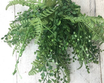 Plastic Fern Greenery Bush, Fern pick, greenery stems, greenery and floral, greenery decor, Dark green Fern, Keleas, keleas greenery