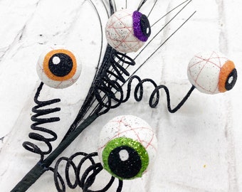 Glitter Eye Ball Pick, Halloween Pick,  Keleas Wreaths, Supply for Wreaths, Halloween Wreaths, Trick or Treat Wreath