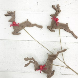 Furry Flying Reindeer Stem, Christmas Stem, Reindeer Wreath Attachment, Christmas wreath supplies,  Keleas, Keleas supplies