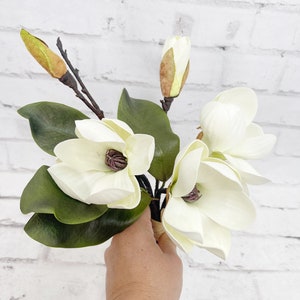 Artificial White Magnolia Floral Bush for wreath design and floral arranging, White Magnolia for Wedding floral Design