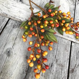 Set of 2 Berry and Leaf stem, Fall Berry and Leaf Stem, Fall berries for wreath making,  keleas wreath supplies