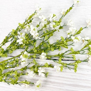 Small White Flower pick,  White flowers for wedding, Mini flower stem, Small white flowers for wreaths, White paper flowers, Keleas