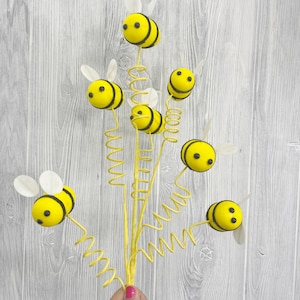 Bee Stem for wreath making and floral design, Cute artificial bees to use in decorating and making wreaths,  Keleas wreath making supplies
