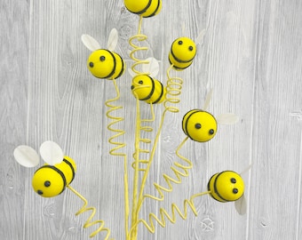 Bee Stem for wreath making and floral design, Cute artificial bees to use in decorating and making wreaths,  Keleas wreath making supplies