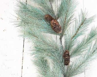 Blue Pine Garland, Christmas Garland with icy snow, Garland with glitter snow, Winter garland, Pine garland, Christmas garland, Keleas,