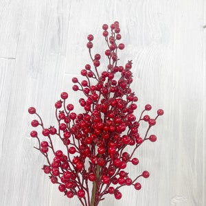 Red  Berry Stem, Berry Bush, Christmas Red Berry , Berries for wreaths, Red Berries for wreaths, Faux Berries, Red Berries, Berries, Keleas