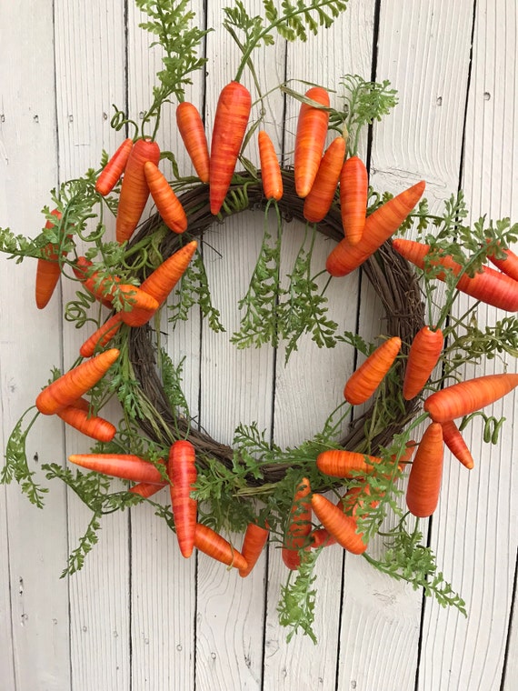 spring wreaths with carrots farmers market wreath Easter wreath for front door with carrots Welcome to our patch wreath