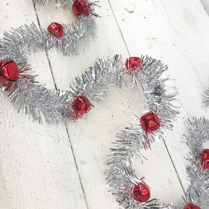 Silver Tinsel and bell Garland, Christmas Garland, Garland, Garland for Mirror, Christmas Wedding, Keleas