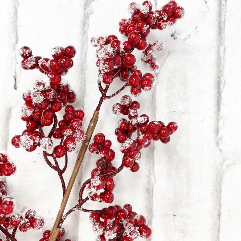 Snow Red Berry Stem Berry Pick for Wreaths Berry Picks for Etsy