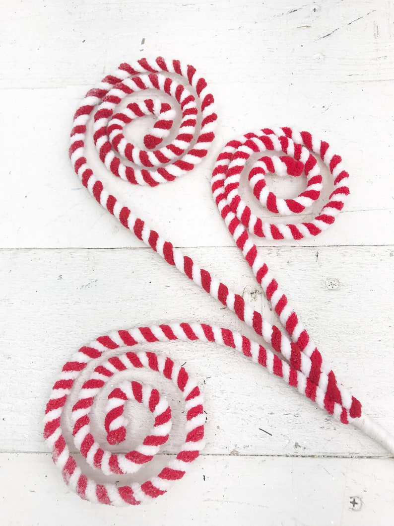 Red and White Candy Cane Stem Christmas Peppermint stems Etsy