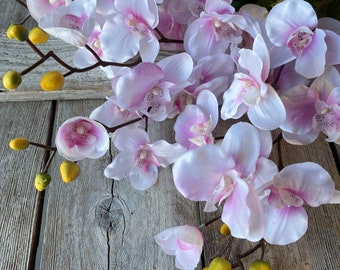 Orchid Bush, Light Pink Orchid Silk Flowers flower, Artificial Orchids, white Fake Flowers, Keleas