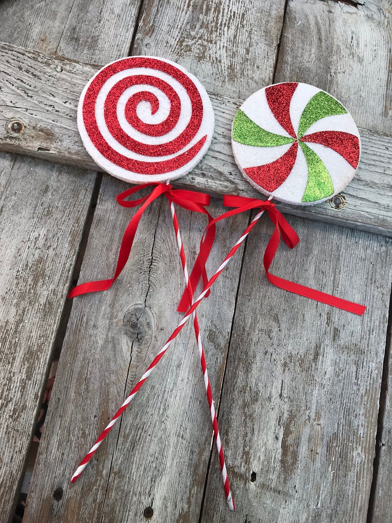 Set of 2 Candy Pick Christmas Snow Candy Pick Christmas  Etsy