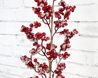 Snow Red Berry stem, Berry pick for wreaths, Berry picks for arrangements, Fancy Berry pick, Keleas, Keleas Supplies, Christmas Berries