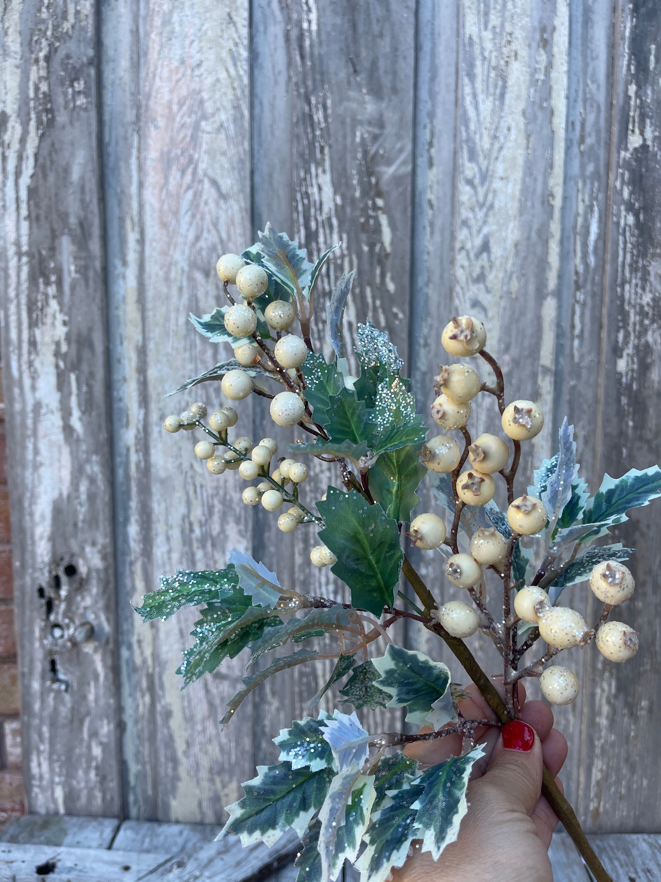 Holly Berry Pick, Christmas Holly Pick, Velvet Holly Christmas Pick,  Christmas Tree Fillers, Velvet Holly Leaf With Bells, Fake Holly,keleas 