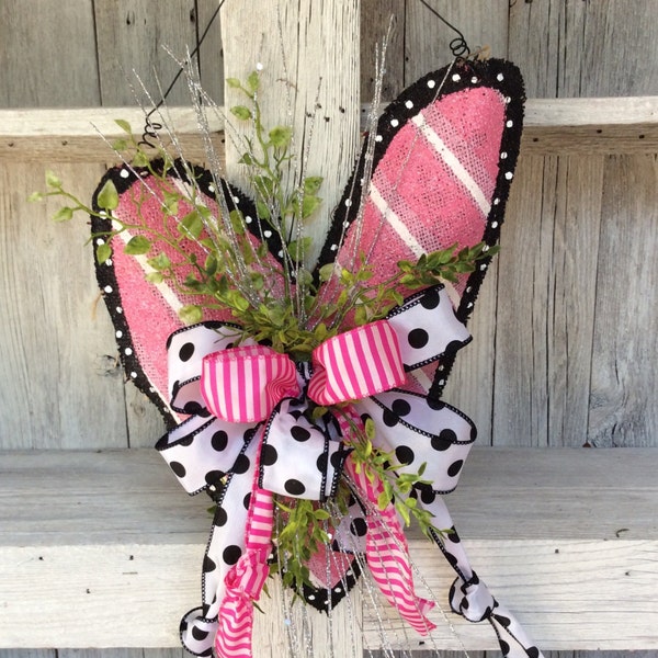 Valentine Burlap Door Hanger,Valentine Wreath,Heart Wreath,Valentine Decor, Burlap Heart,Pink Heart Door hanger with dot ribbon