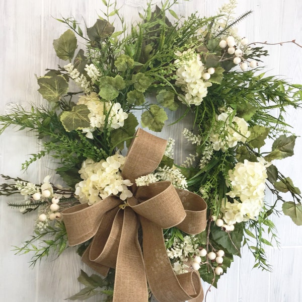 All Season Wreath, Hydrangea Wreath, Mothers Day Wreath, Summer Wreath, Spring Wreath, Front Door Wreath,  Everyday Wreath, Keleas