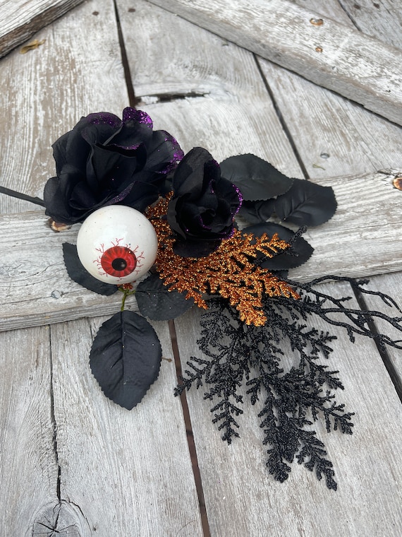 Creepy Eyeball for Halloween wreath making and decorating , Eye rose flower for Halloween floral design and decor by Keleas