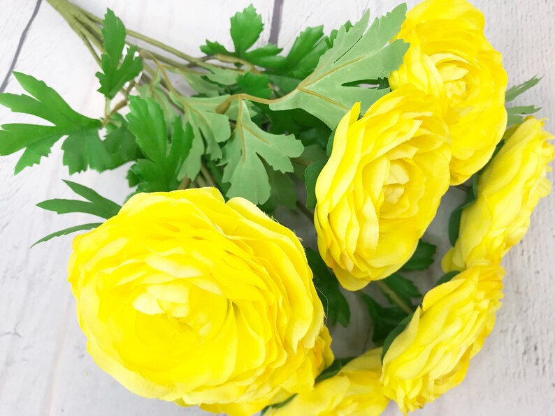 Large Yellow silk flowers Artificial Yellow Ranunculus Bush Etsy