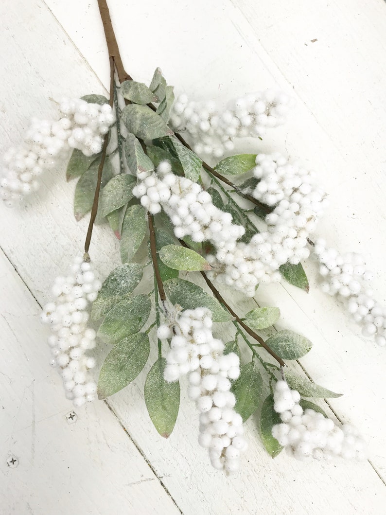 Flocked Snow Berry Stem Christmas greenery stems keleas greenery Christmas greenery for wreaths Flocked Christmas Pick Keleas