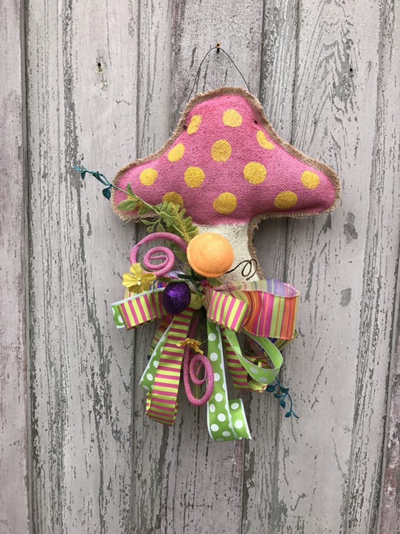 Mushroom Door hanger Mushroom wall decor Mushroom wreath for Etsy