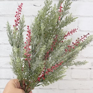 Cypress winter greenery for wreaths, Icy Christmas Greenery for floral Designs, Keleas artificial wintery snow greenery