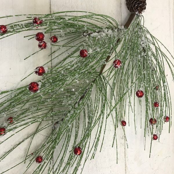 Frost Pine Berry Stem, Christmas greenery stems, Flocked Christmas Pick , Christmas greenery for wreaths, Keleas, keleas greenery